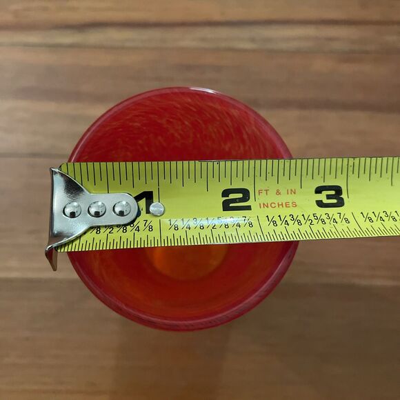 Speckled Art Glass Vase Red Orange 7x2.5 in - Picture 7 of 11